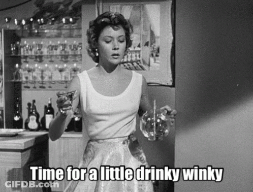 Black And White Woman Holding Glass Drinky Winky GIF