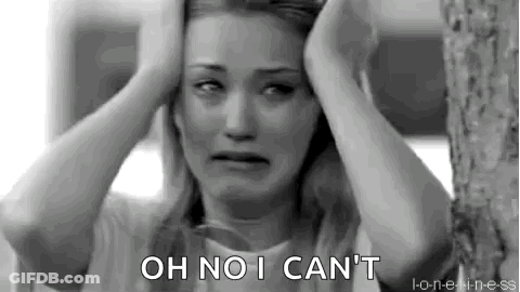 Black And White Woman Holding Head Saying Oh No I Can't GIF