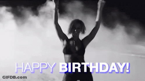 Black And White Woman In Bikini Arms Up Happy Birthday GIF