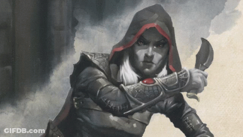 Black And White Woman In Hood Holding Knife GIF