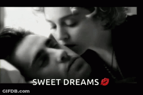Black And White Woman Kissing Man Sweet Dreams GIF