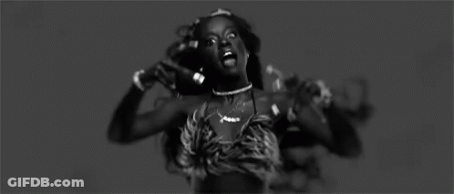 Black And White Woman Mouth Open Choker GIF