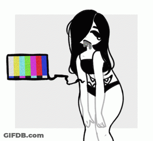 Black And White Woman Next To TV GIF