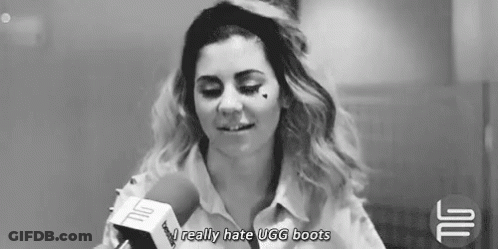 Black And White Woman Saying I Really Hate Ugg Boots GIF