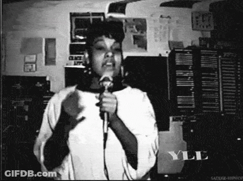 Black And White Woman Singing Into Microphone YL GIF