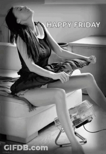 Black And White Woman Sitting On Couch Happy Friday GIF