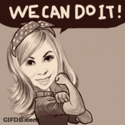 Black And White Woman Speech Bubble We Can Do It GIF