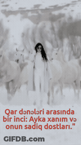 Black And White Woman Standing In Snow Next To Horse GIF