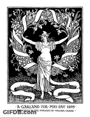 Black And White Woman Surrounded By Flowers And Ribbons GIF