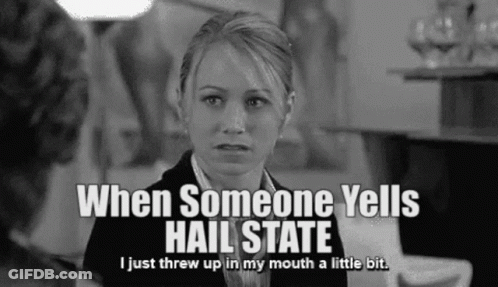 Black And White Woman When Someone Yells Hail State GIF