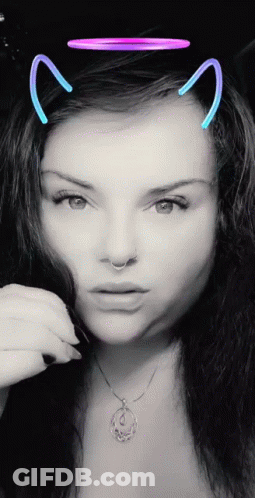 Black And White Woman With Cat Ears And Necklace GIF