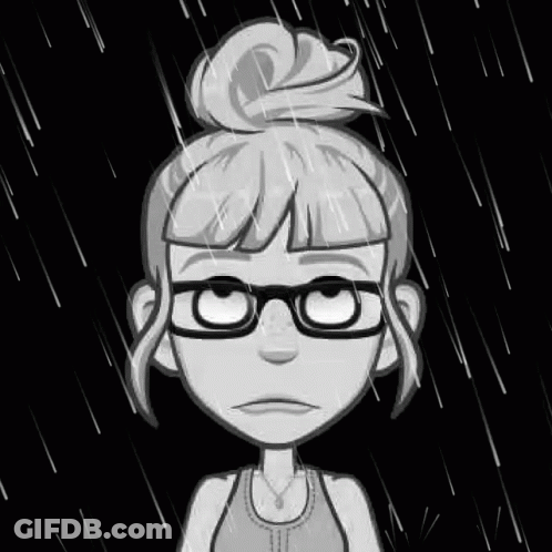 Black And White Woman With Glasses And Bun In Rain GIF