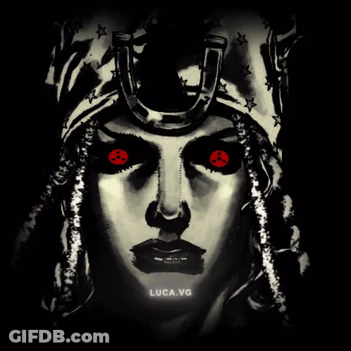 Black And White Woman With Red Eyes And Luca.vg GIF