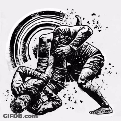 Black And White Wrestling Match GIF