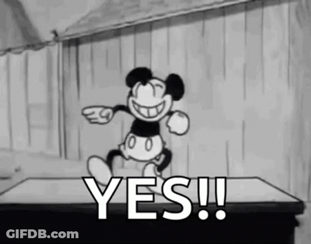 Black And White Yes Mickey GIF