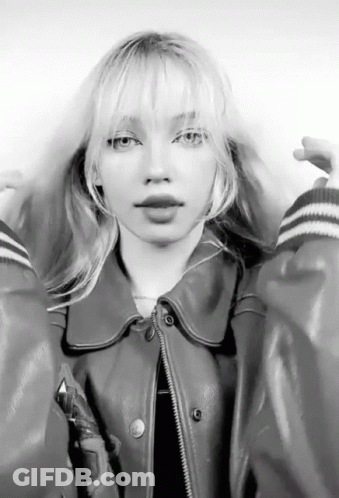 Black And White Young Woman In Leather Jacket GIF