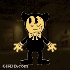 Black And Yellow Cartoon Character With Horns And Bow Tie GIF