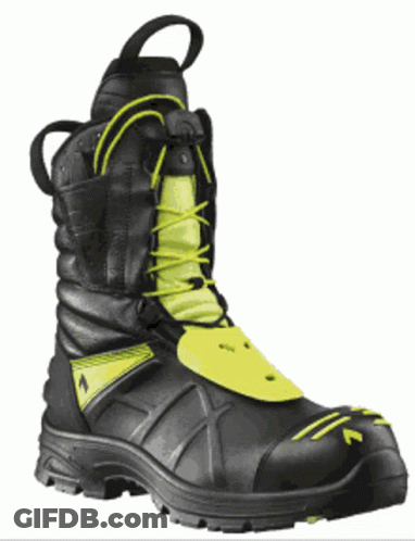 Black And Yellow Safety Boots With Yellow Tag GIF