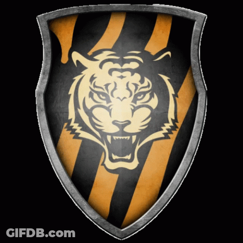 Black And Yellow Shield With Tiger Head GIF