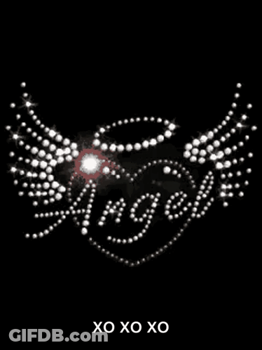Black Background Angel Rhinestone Word GIF