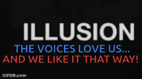 Black Background Delusion The Voices Love Us GIF