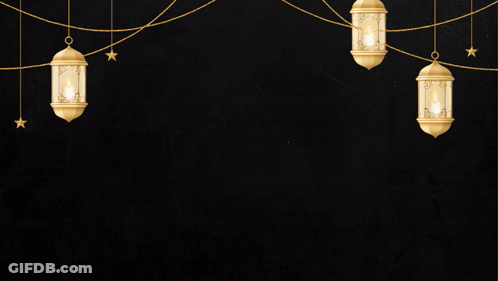 Black Background Gold Lanterns The End Ramadan GIF