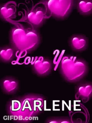 Black Background Purple Hearts Love You Darlene GIF