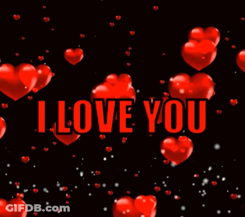 Black Background Red Hearts I Love You GIF