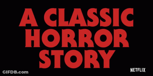Black Background Red Text Classic Horror Story GIF
