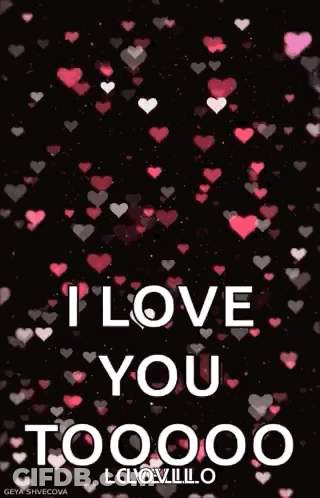 Black Background Red White Hearts I Love You Toooo GIF