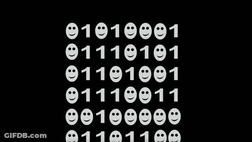 Black Background White Smiley Faces Numbers GIF