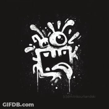 Black Background With Author In Red And Green Letters GIF