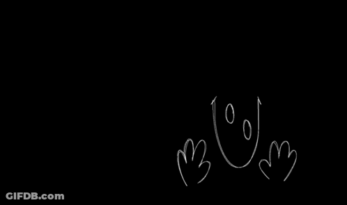 Black Background With Ghost And Hearts GIF