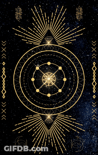 Black Background With Gold Circles And Star GIF