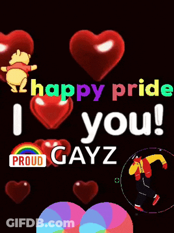 Black Background With Hearts Happy Pride I Love You GIF