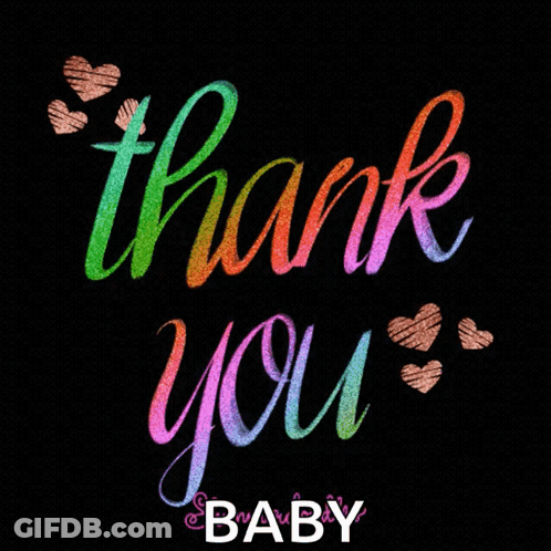 Black Background With Hearts Thank You GIF