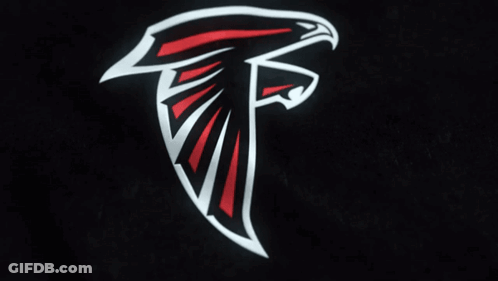 Black Background With Red White And Black Falcons Logo GIF