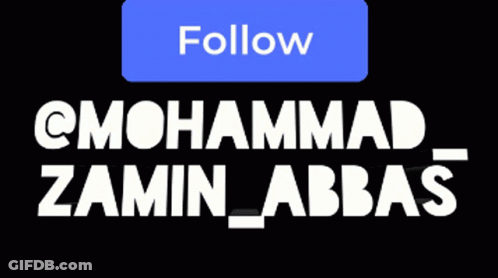Black Background With White Text And Blue Follow Button GIF