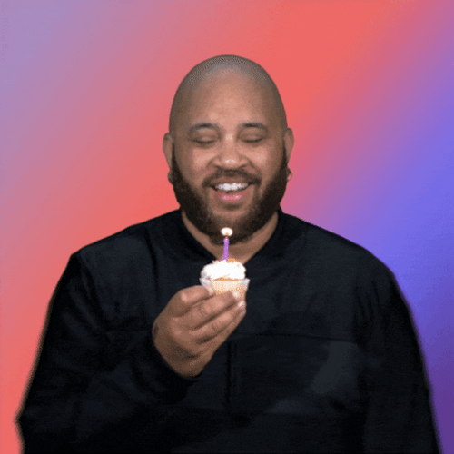 Black Bald Happy Birthday Man Blowing Cupcake GIF