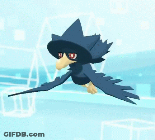 Black Bird Flying With Red Eyes And Long Beak GIF