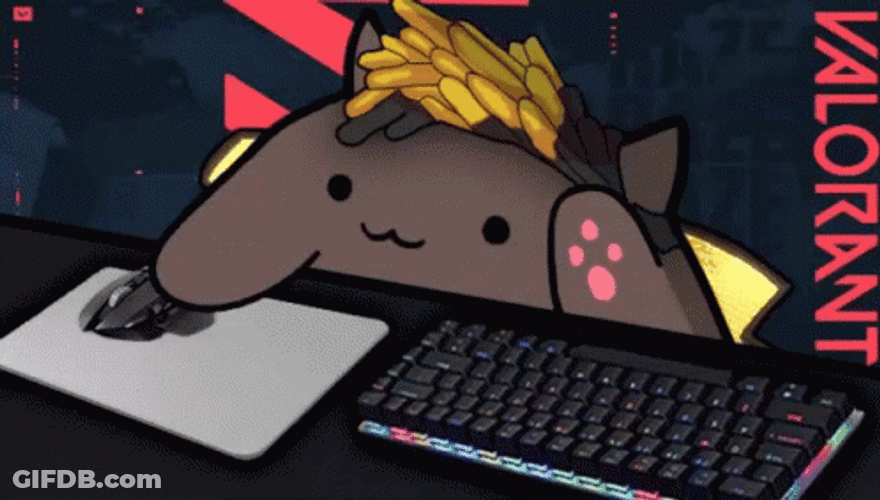 Black Bongo Cat Playing Valorant GIF