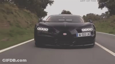 Black Bugatti With License Plate W-022-JA GIF