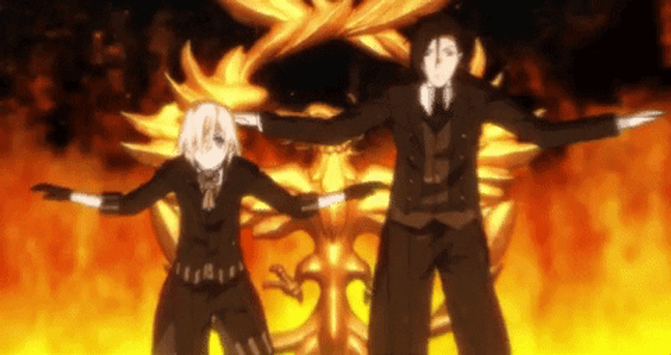 Black Butler Standing In Fire GIF