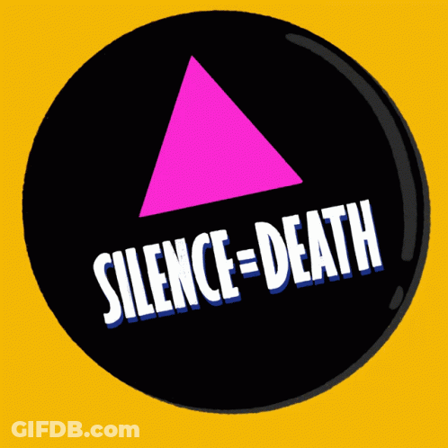 Black Button With Pink Triangle Fight AIDS Act Now GIF
