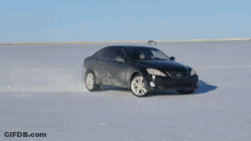 Black Car On Snowy Road GIF