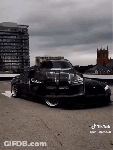 Black Car Parked In Parking Lot GIF