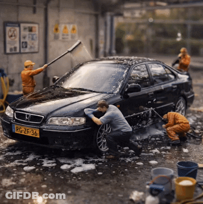 Black Car With License Plate PG-ZF-36 GIF