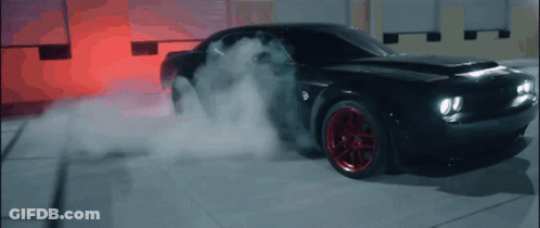 Black Car With Red Wheels Burnout GIF