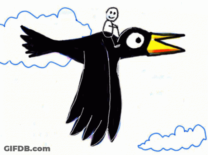 Black Cartoon Bird Flying GIF