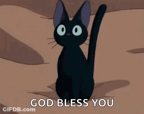 Black Cartoon Cat Waving GIF